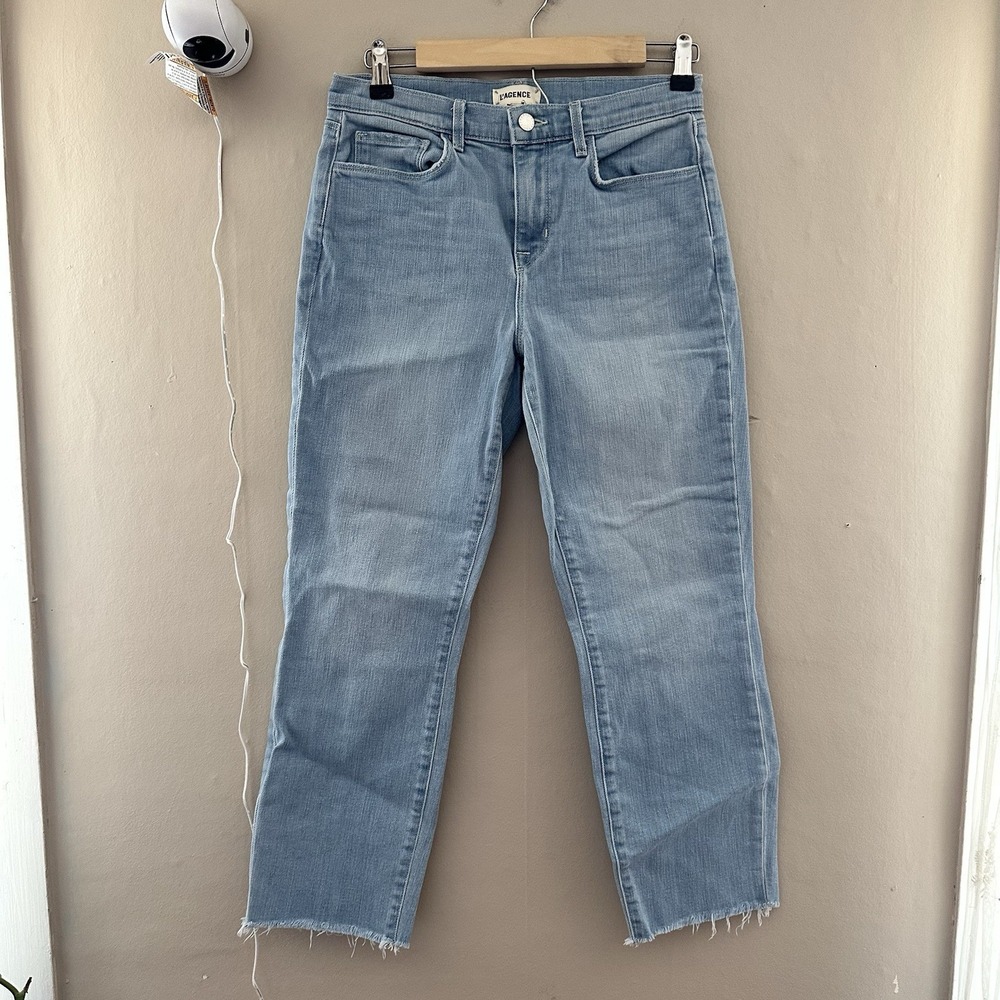 Lagence Womens SADA High Rise Slim Cropped Jeans Size 26 Light Wash Raw Hem Boho